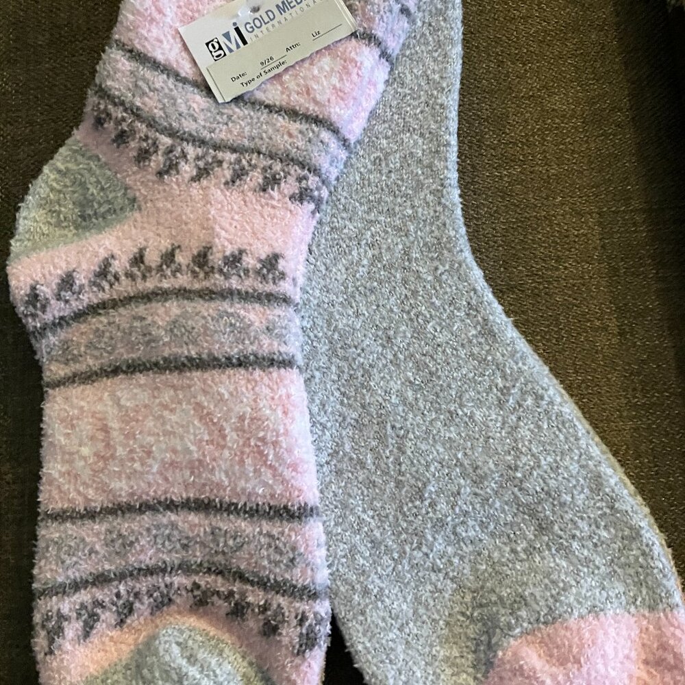 ✨ Gold Metal Fuzzy Socks – Cozy Fun Color – NWT